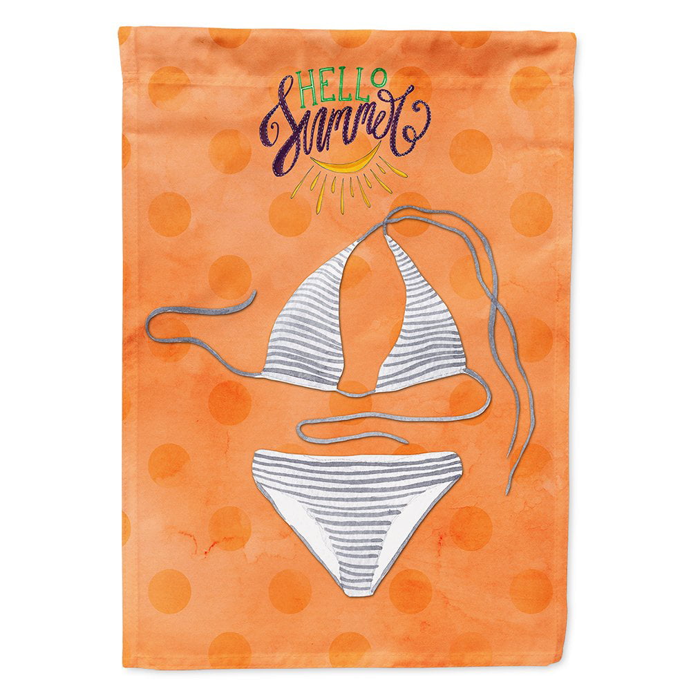 BB8198CHF Bikini Swimsuit Orange Polkadot Flag Canvas, House Size