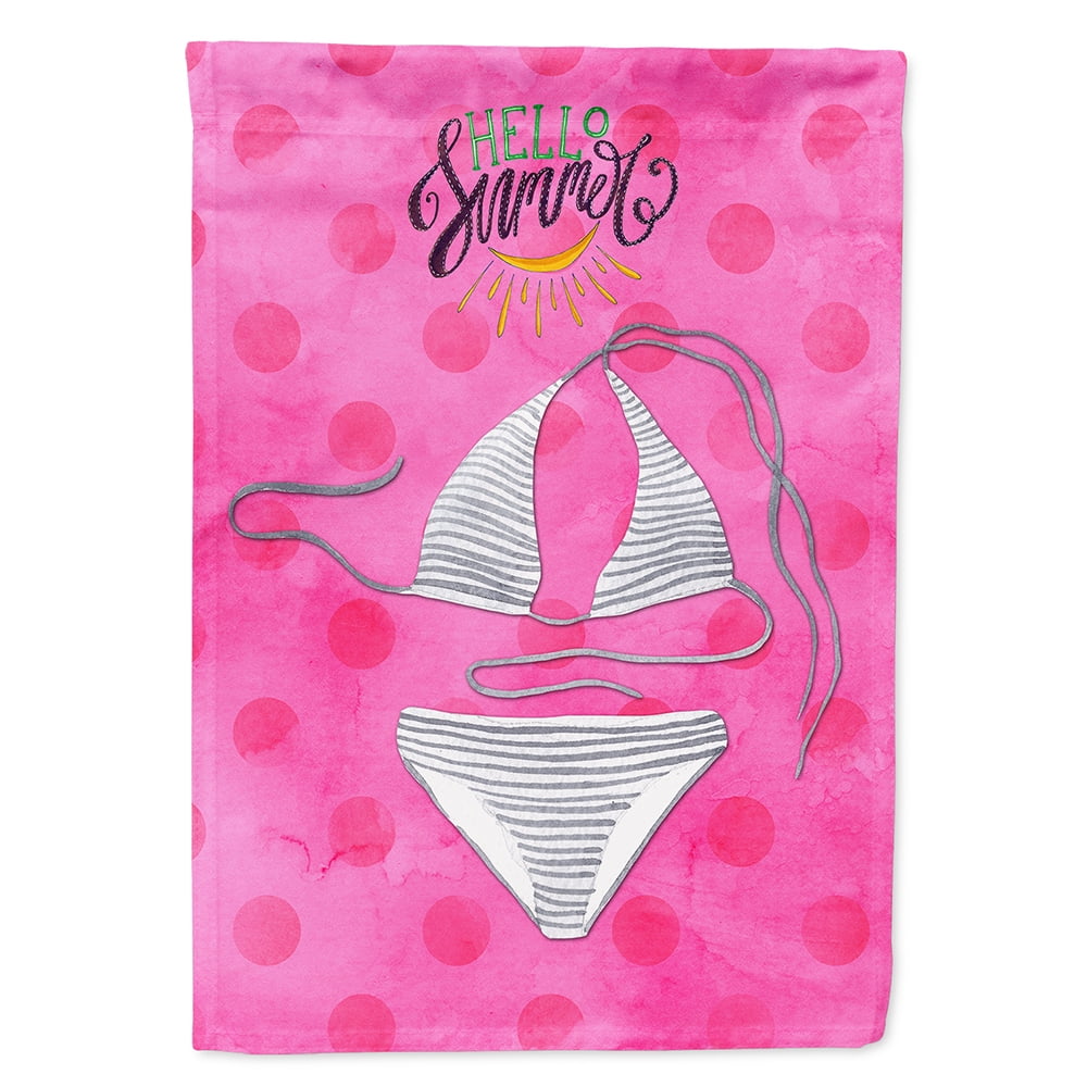 BB8199CHF Bikini Swimsuit Pink Polkadot Flag Canvas, House Size