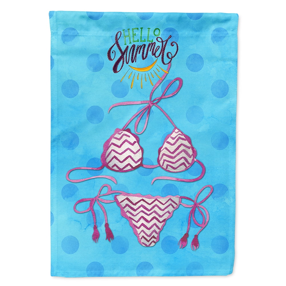 BB8201CHF Bikini Swimsuit Blue Polkadot Flag Canvas, House Size
