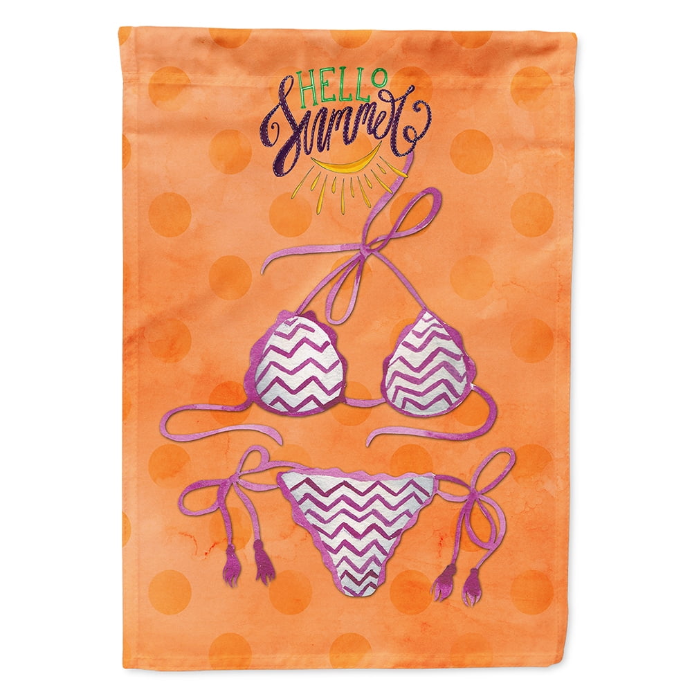BB8203CHF Bikini Swimsuit Orange Polkadot Flag Canvas, House Size