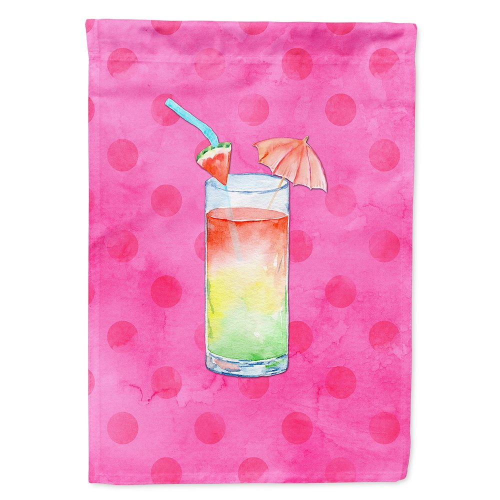 Umberella Cocktail Pink Polkadot Flag Canvas - House Size