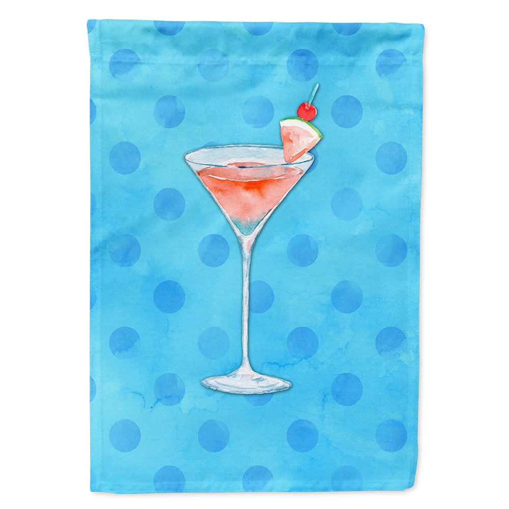 Summer Martini Blue Polkadot Flag Canvas, House Size