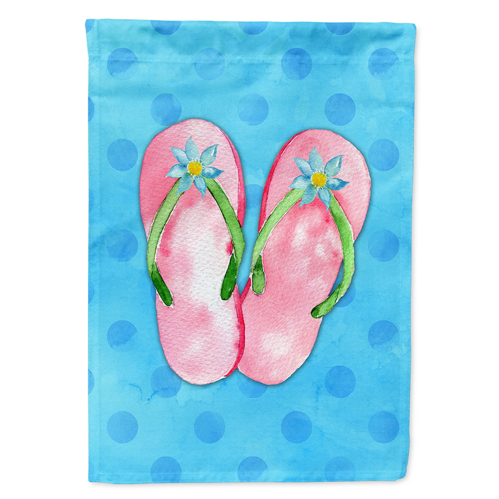 Pink Flip Flops Blue Polkadot Flag Canvas - House Size