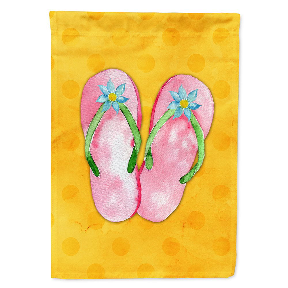 Pink Flip Flops Yellow Polkadot Flag Canvas - House Size