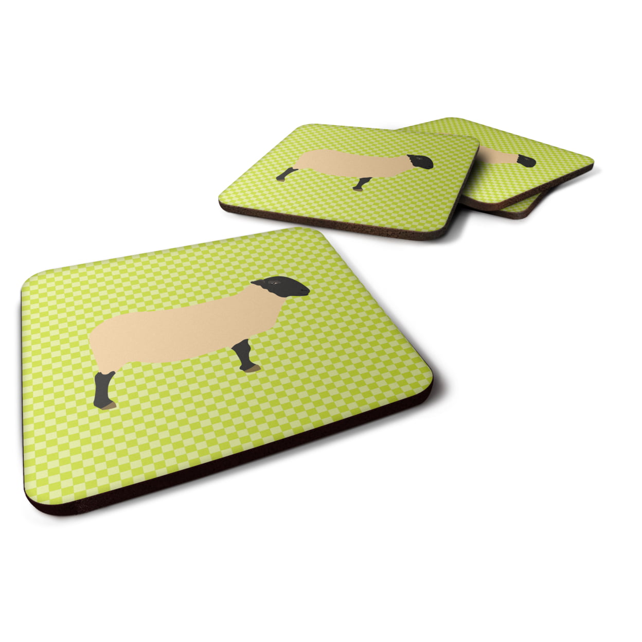 BB7798FC Suffolk Sheep Green Foam Coaster, Set of 4