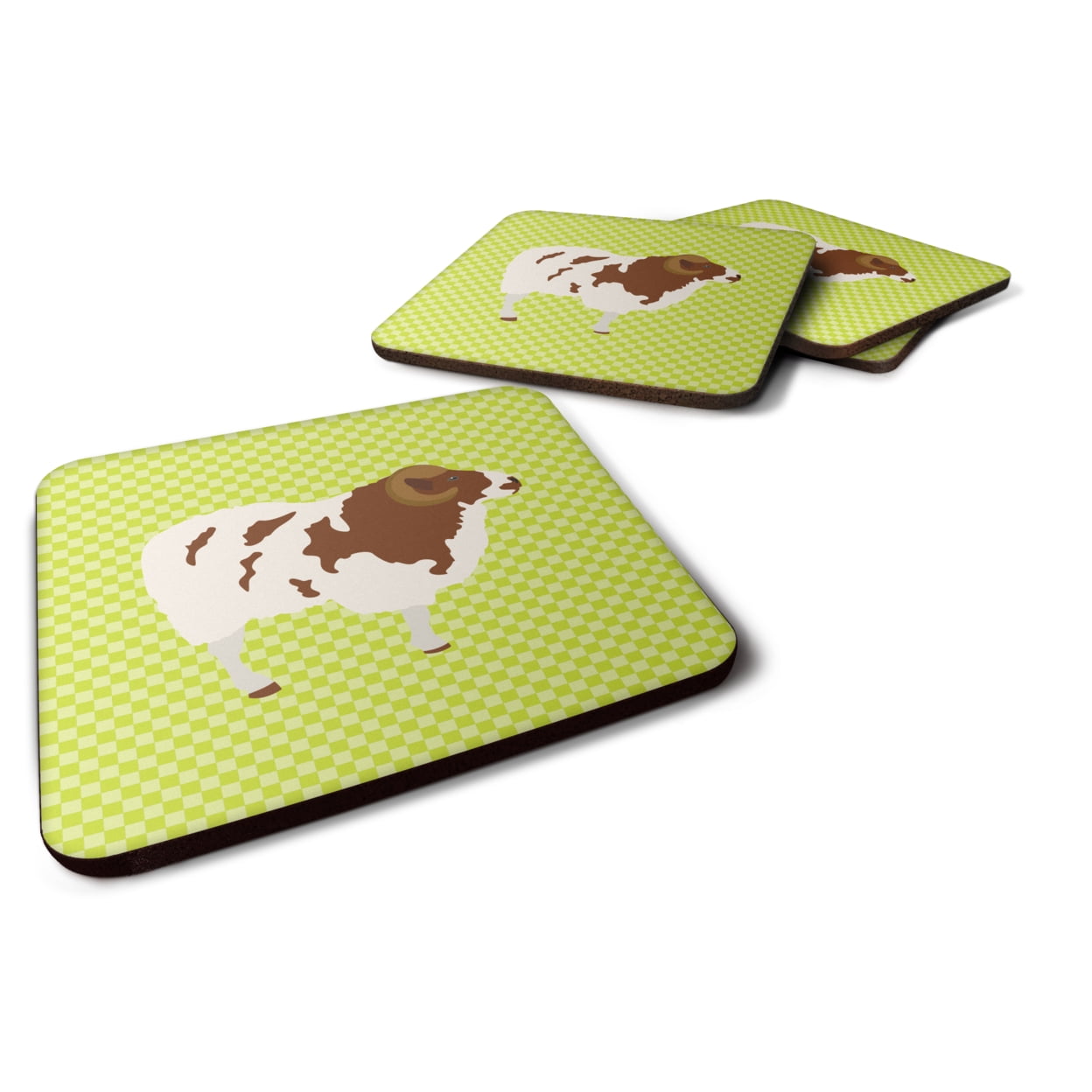 BB7801FC Jacob Sheep Green Foam Coaster, Set of 4
