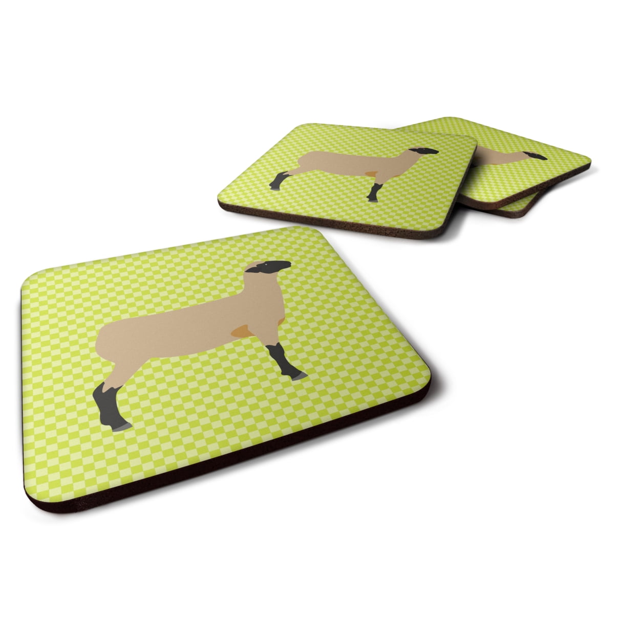 BB7802FC Hampshire Down Sheep Green Foam Coaster, Set of 4