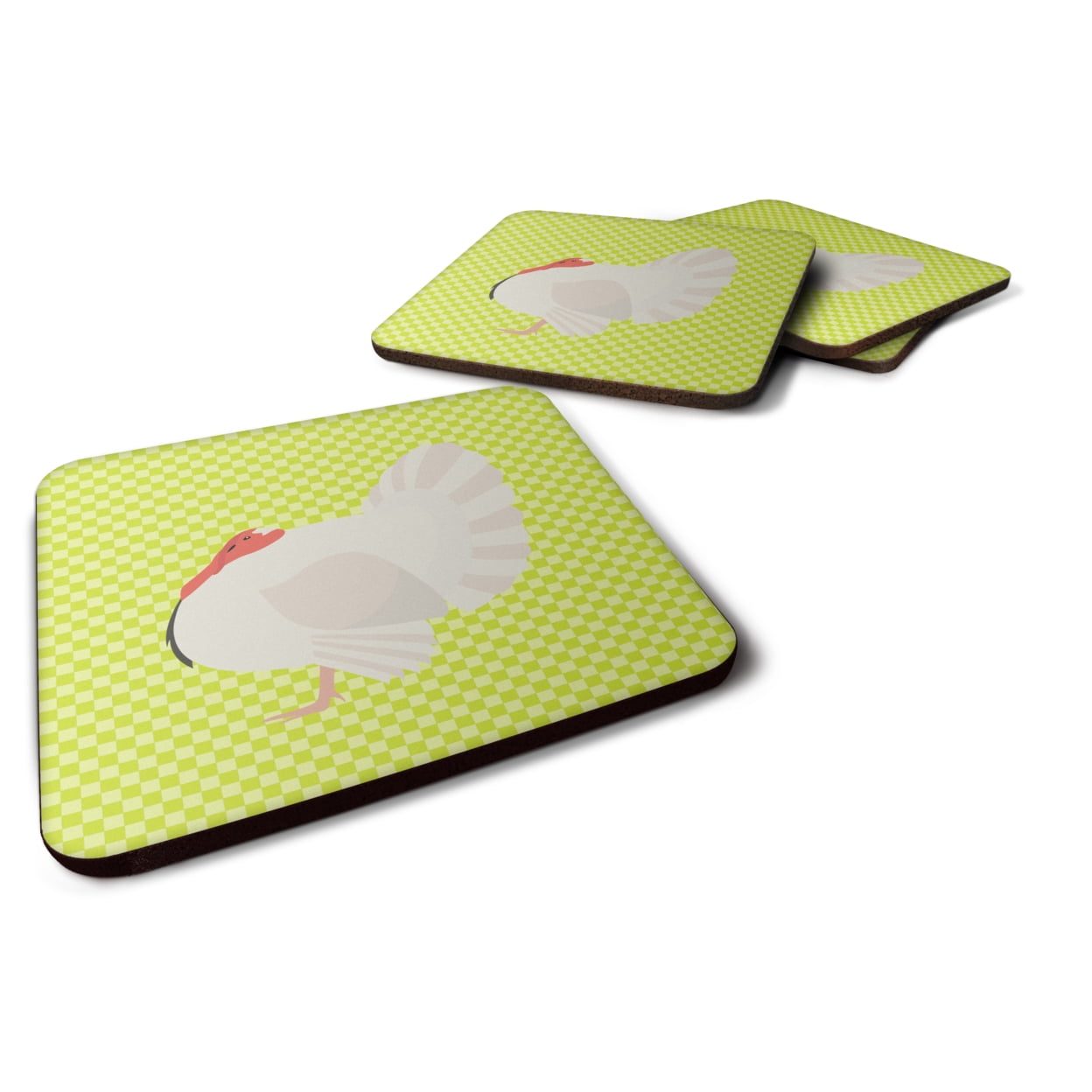 BB7809FC White Holland Turkey Green Foam Coaster, Set of 4