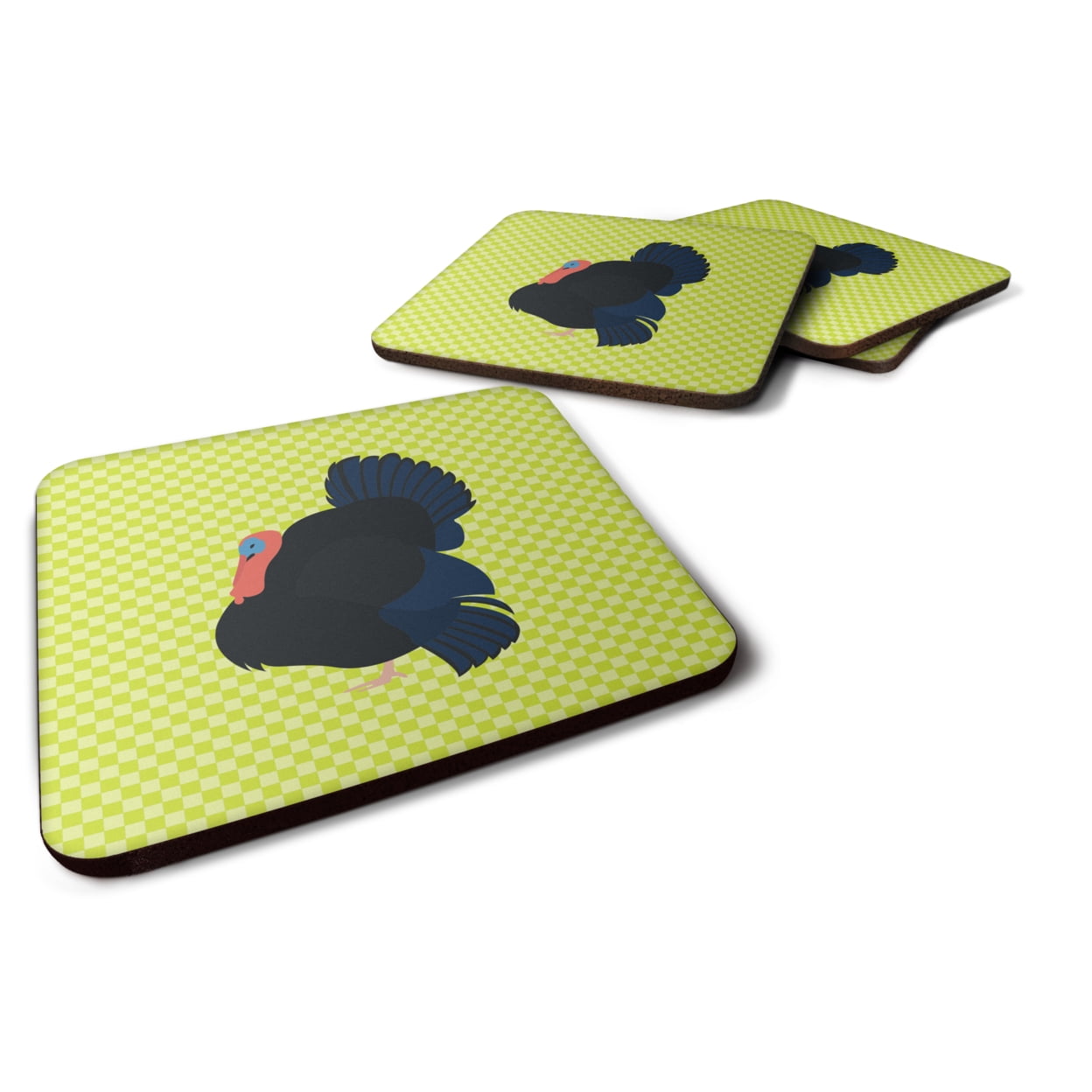 BB7811FC Norfolk Black Turkey Green Foam Coaster, Set of 4