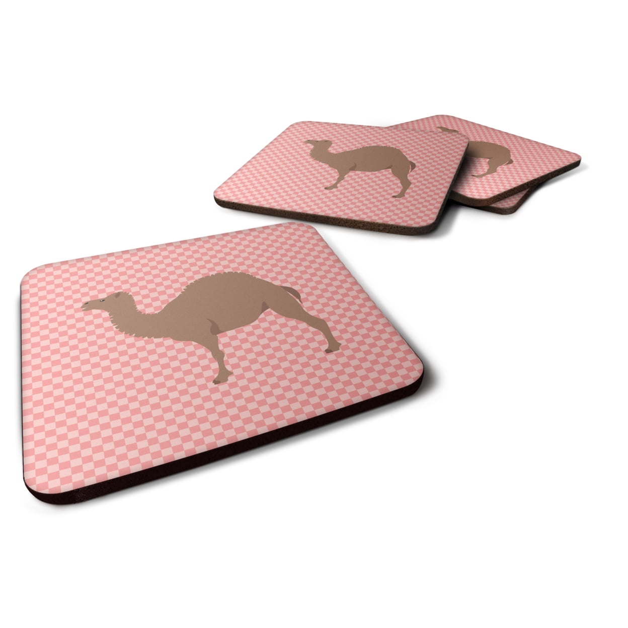 F1 Hybrid Camel Pink Check Foam Coaster, Set of 4