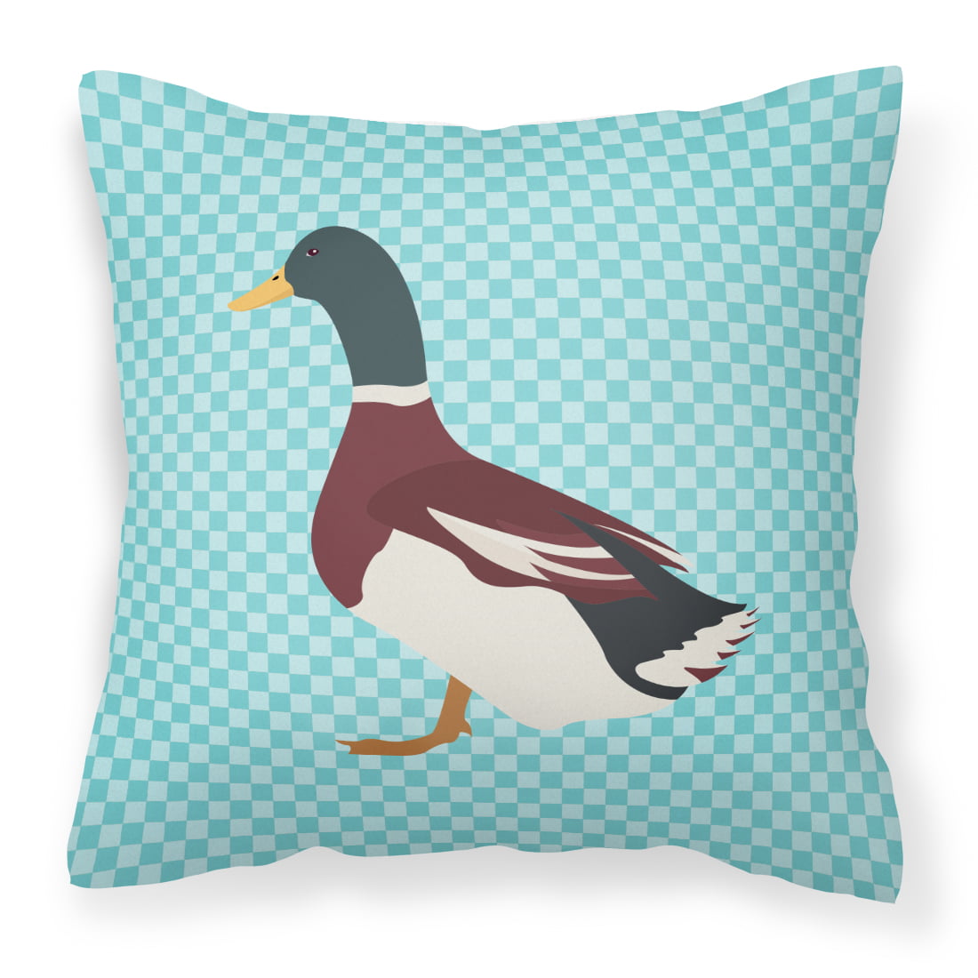 Rouen Duck Blue Check Fabric Decorative Pillow - 14 x 14 in.