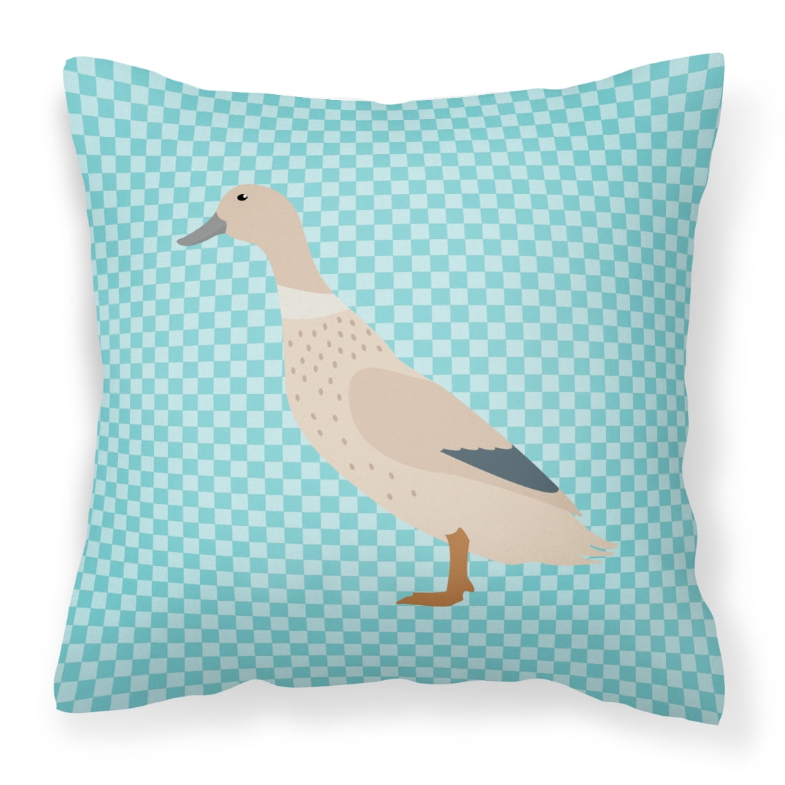 West Harlequin Duck Blue Check Fabric Decorative Pillow - 14 x 14 in.