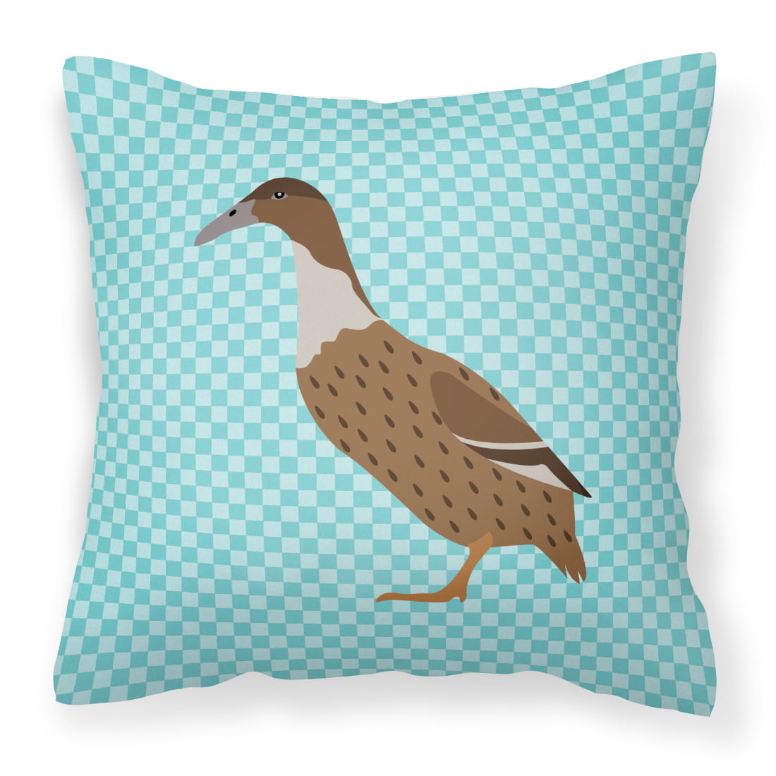 Dutch Hook Bill Duck Blue Check Fabric Decorative Pillow - 14 x 14 in.
