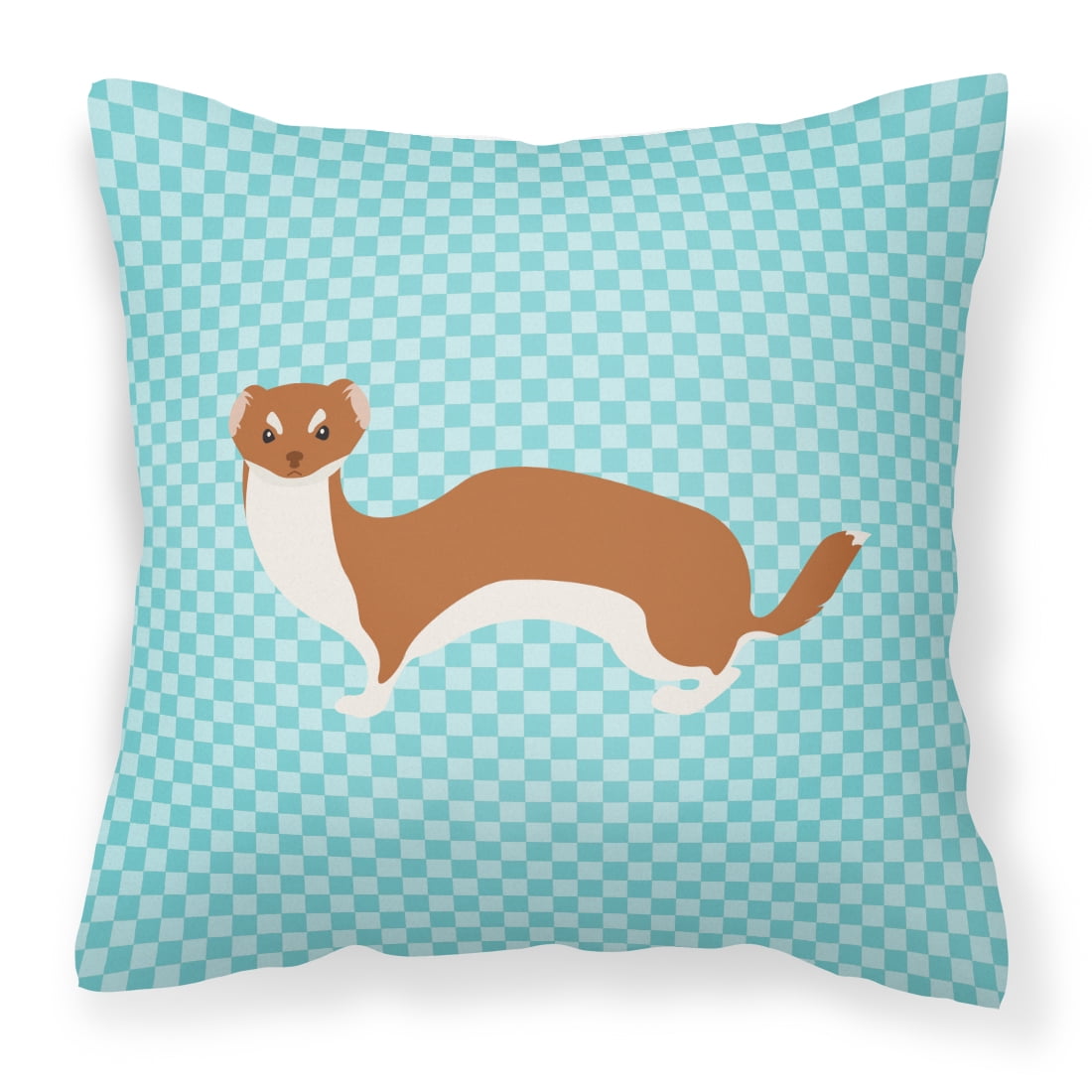 Weasel Blue Check Fabric Decorative Pillow - 14 x 14 in.
