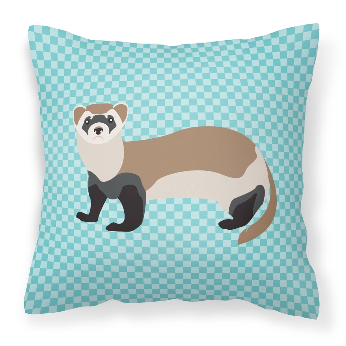 Ferret Blue Check Fabric Decorative Pillow, 14 x 14 in.