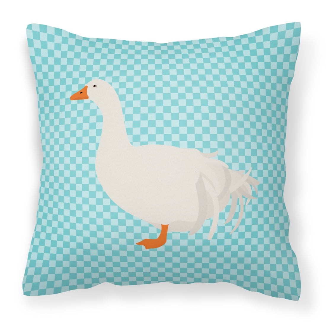 Sebastopol Goose Blue Check Fabric Decorative Pillow - 14 x 14 in.