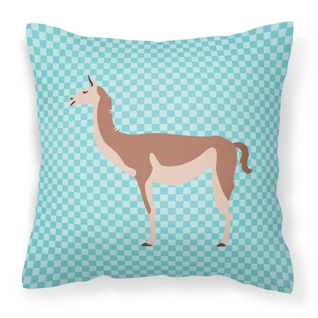 Guanaco Blue Check Fabric Decorative Pillow - 14 x 14 in.