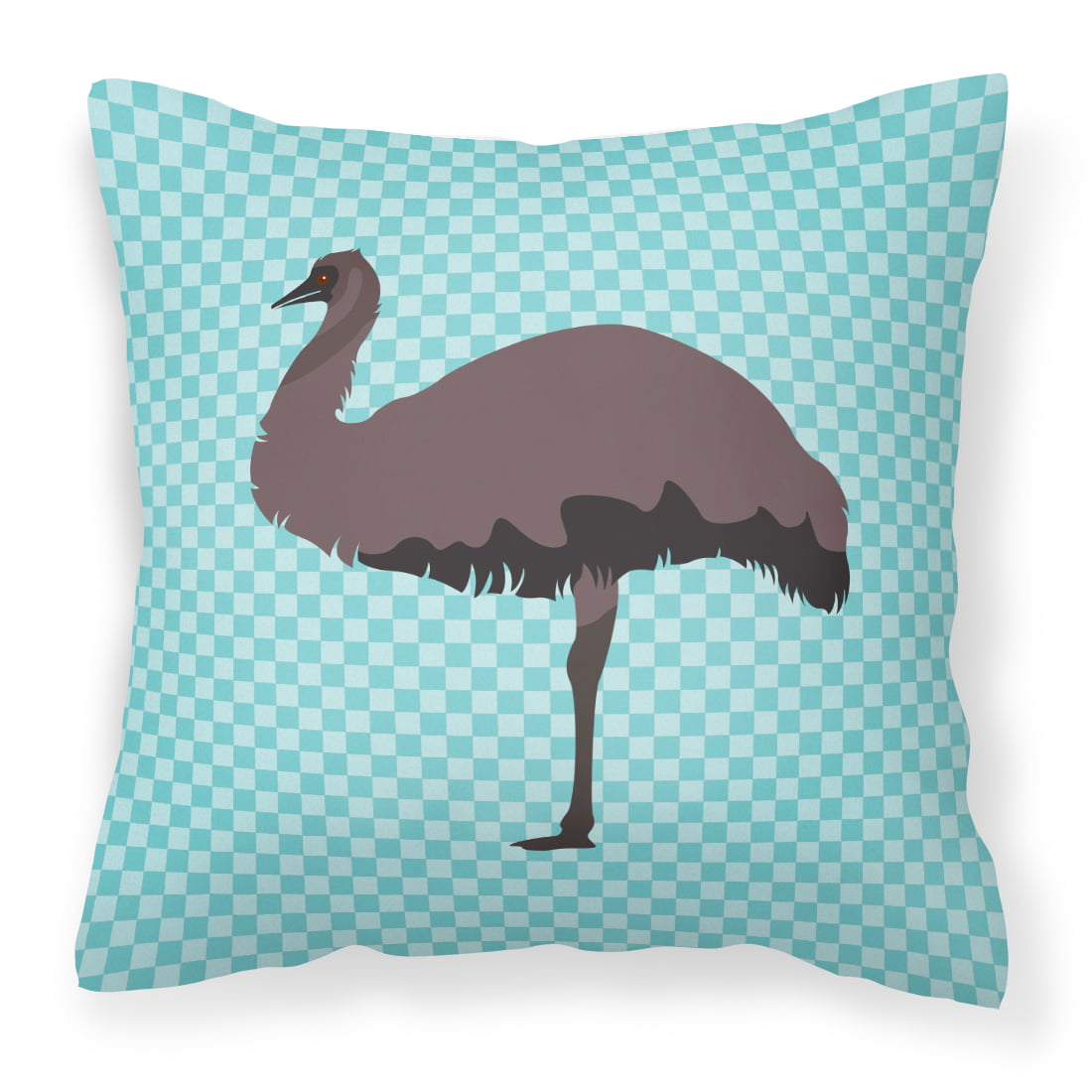 Emu Blue Check Fabric Decorative Pillow - 14 x 14 in.
