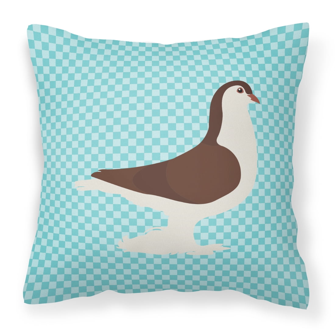 Large Pigeon Blue Check Fabric Decorative Pillow - 14 x 14 in.
