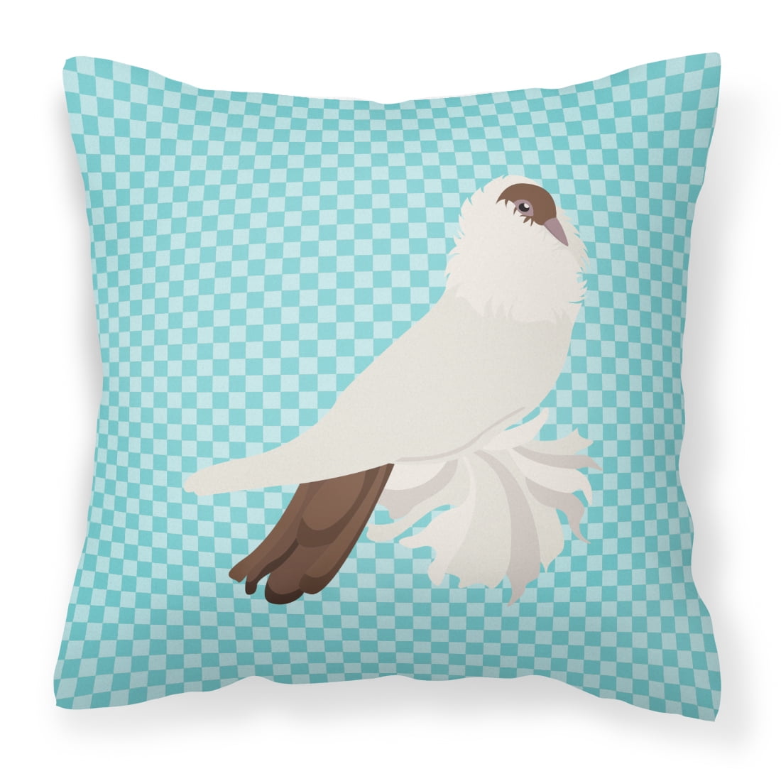 German Helmet Pigeon Blue Check Fabric Decorative Pillow - 14 x 14 in.
