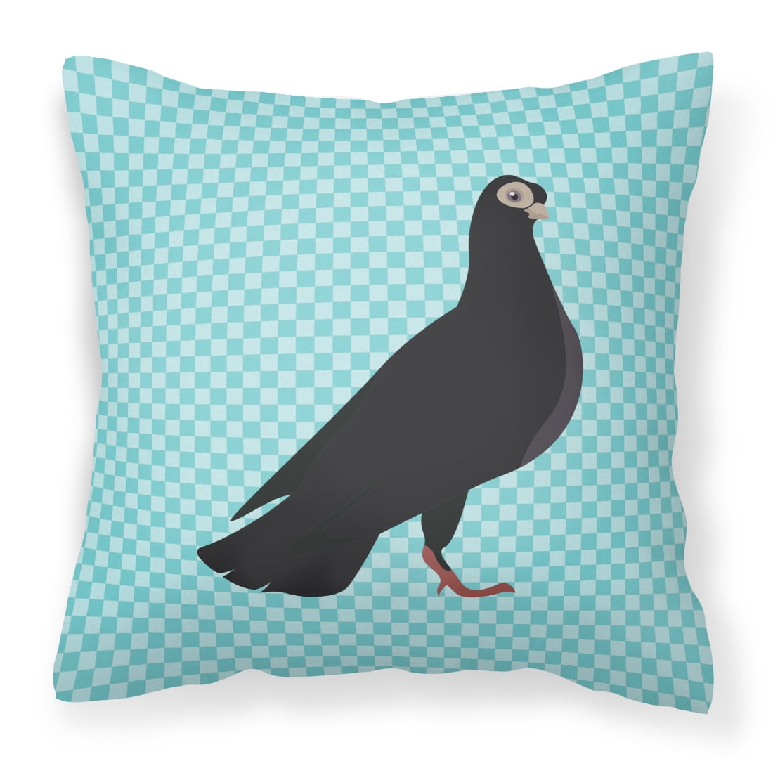 Budapest Highflyer Pigeon Blue Check Fabric Decorative Pillow