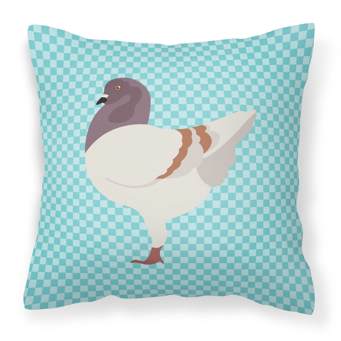 German Modena Pigeon Blue Check Fabric Decorative Pillow - 14 x 14 in.