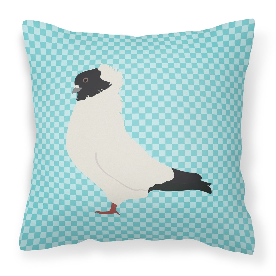 Nun Pigeon Blue Check Fabric Decorative Pillow - 14 x 14 in.