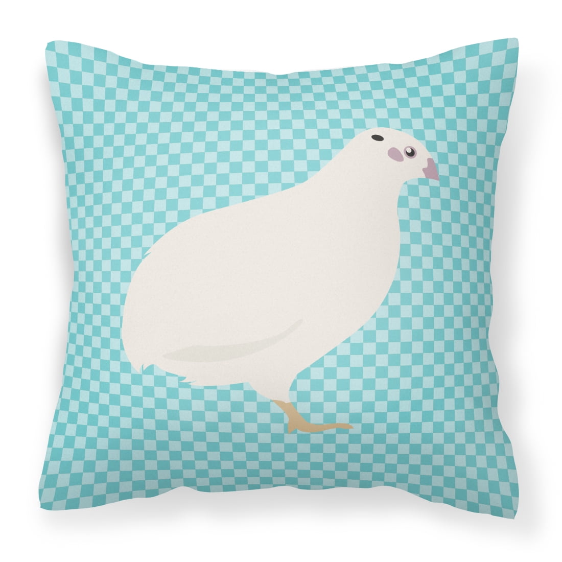 Texas Quail Blue Check Fabric Decorative Pillow - 14 x 14 in.