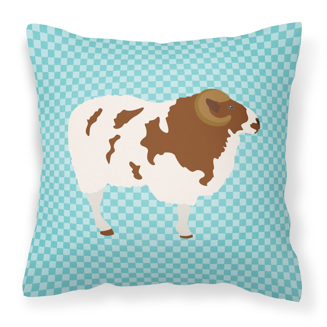 Picture of Carolines Treasures BB8149PW1414 Jacob Sheep Blue Check Fabric Decorative Pillow, 14 x 14 in.