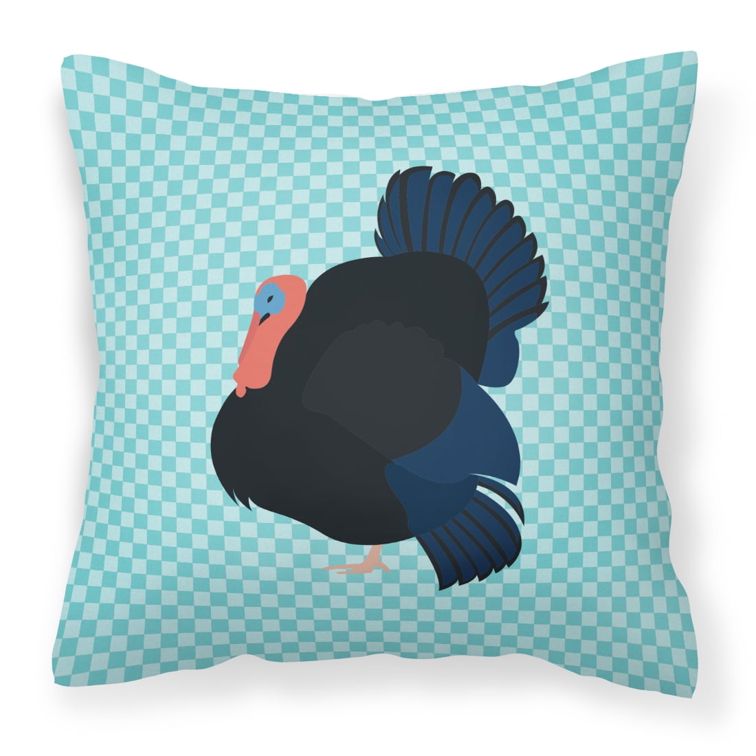 Norfolk Black Turkey Blue Check Fabric Decorative Pillow - 14 x 14 in.