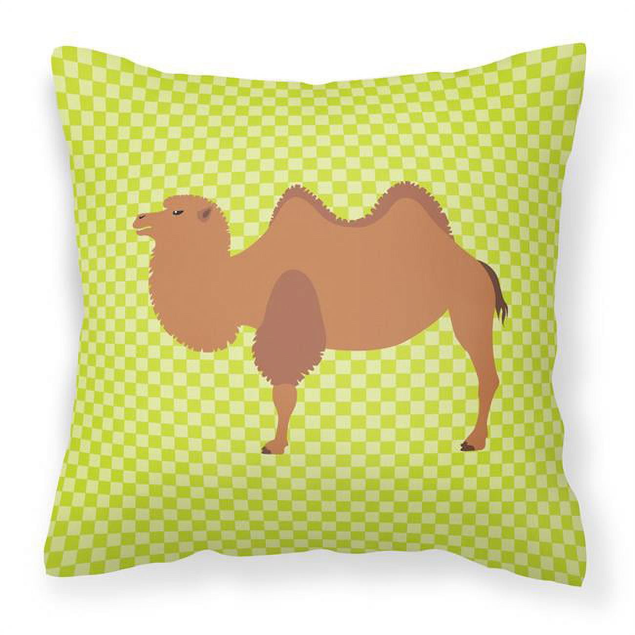 Bactrian Camel Green Fabric Decorative Pillow - Green - 18 x 18 in.