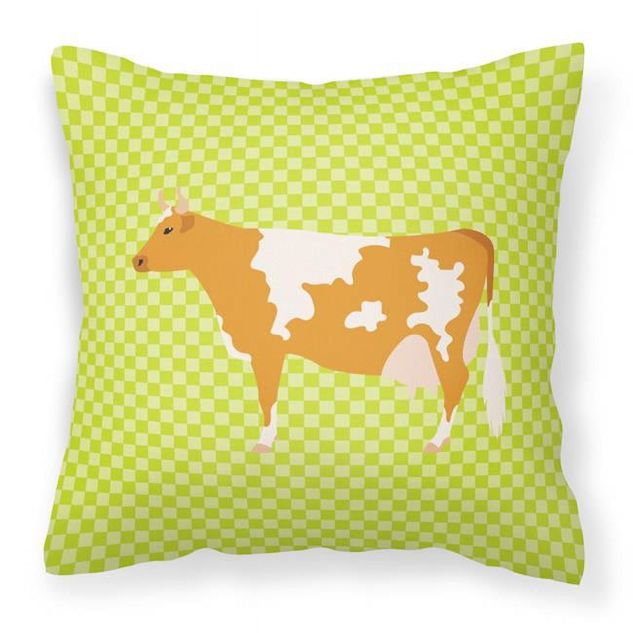 Guernsey Cow Green Fabric Decorative Pillow - 18 x 18 in.