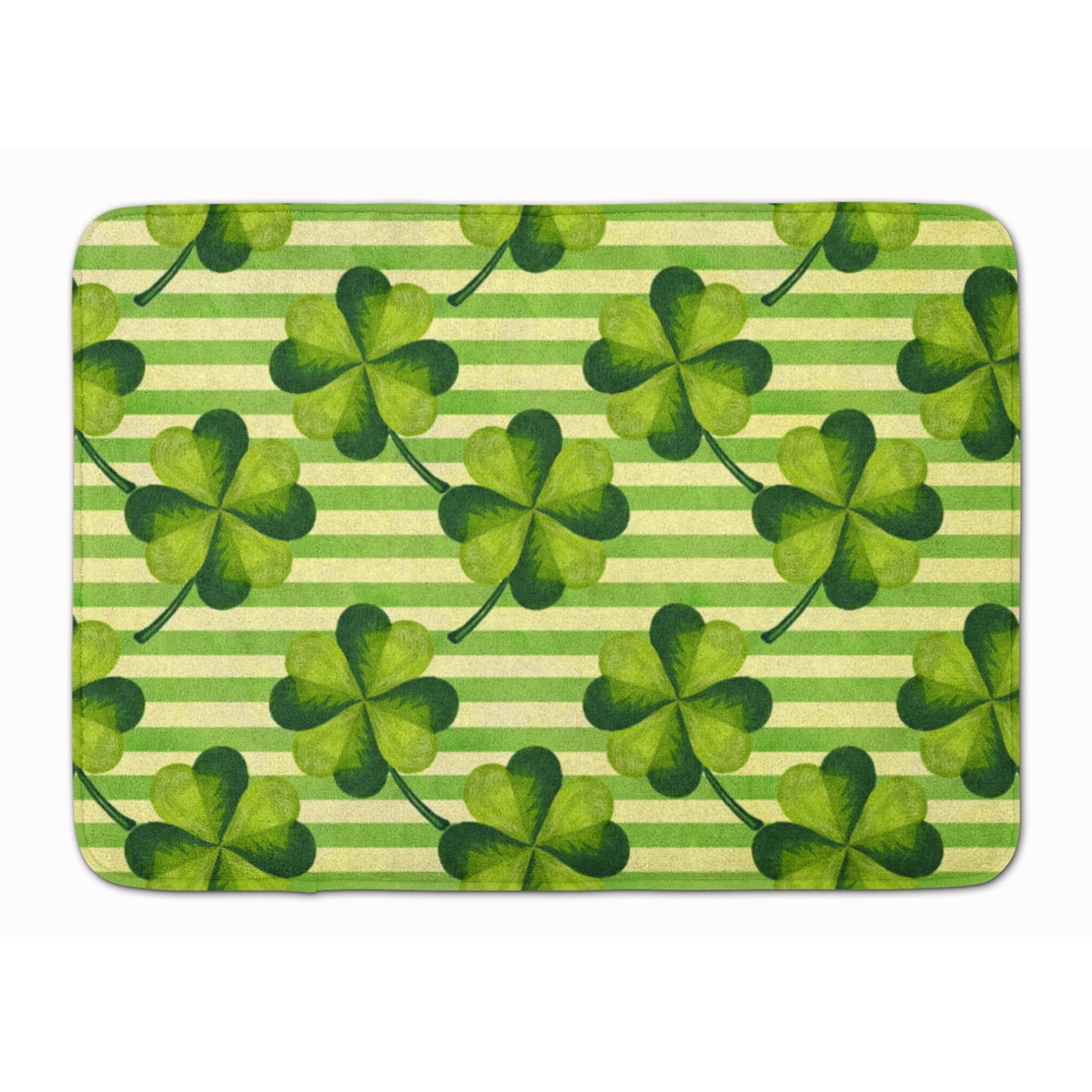 BB7557RUG Watercolor Shamrock Stripes Machine Washable Memory Foam Mat