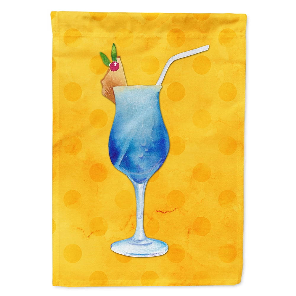 Summer Cocktail Yellow Polkadot Flag Canvas - House Size