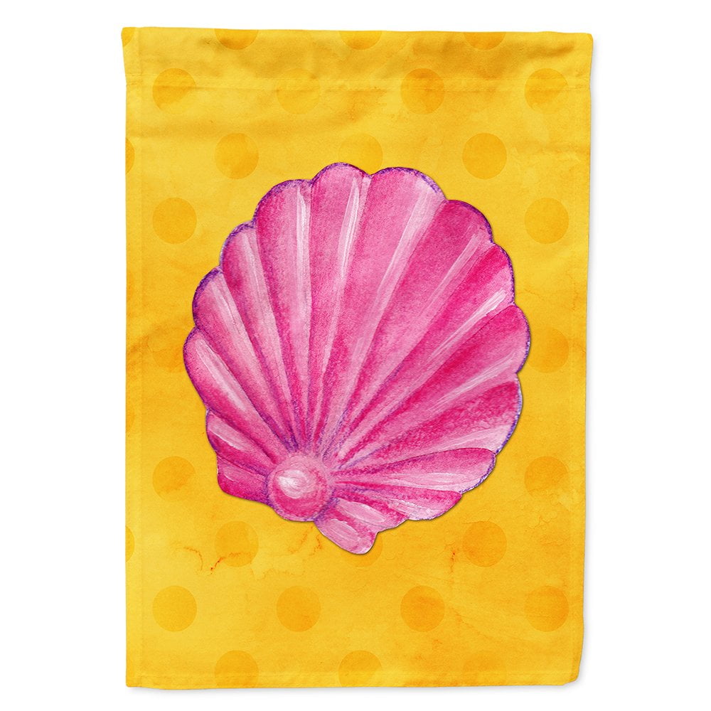 Pink Sea Shell Yellow Polkadot Flag Canvas - House Size