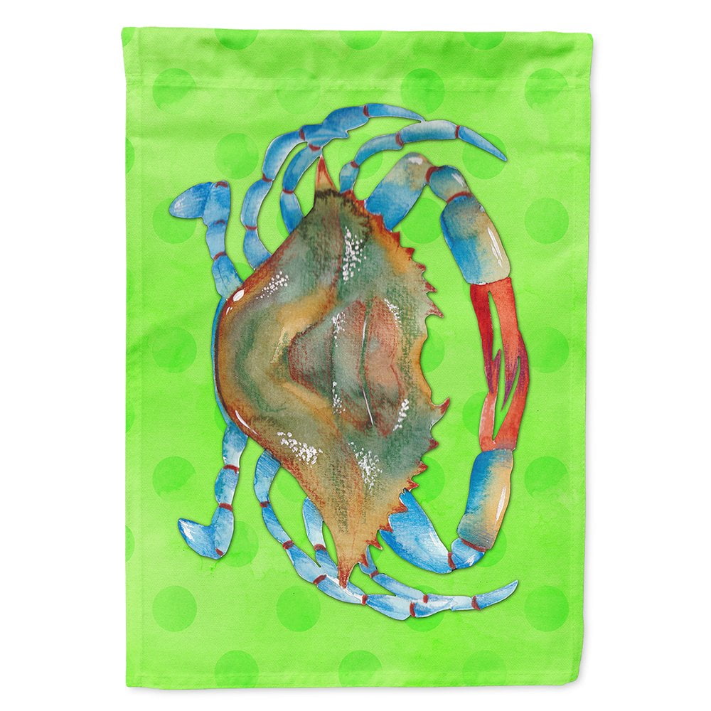 Blue Crab Green Polkadot Flag Canvas - House Size