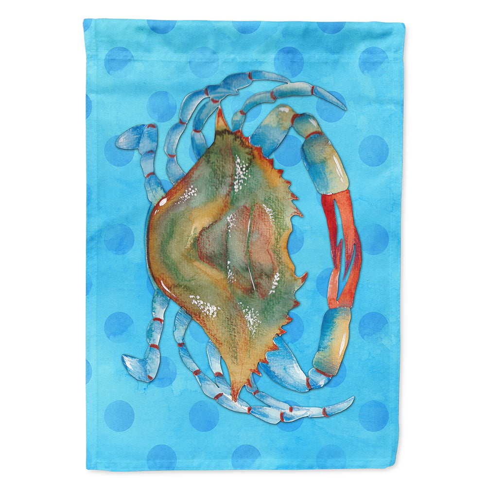 BB8246CHF Blue Crab Blue Polkadot Flag Canvas, House Size