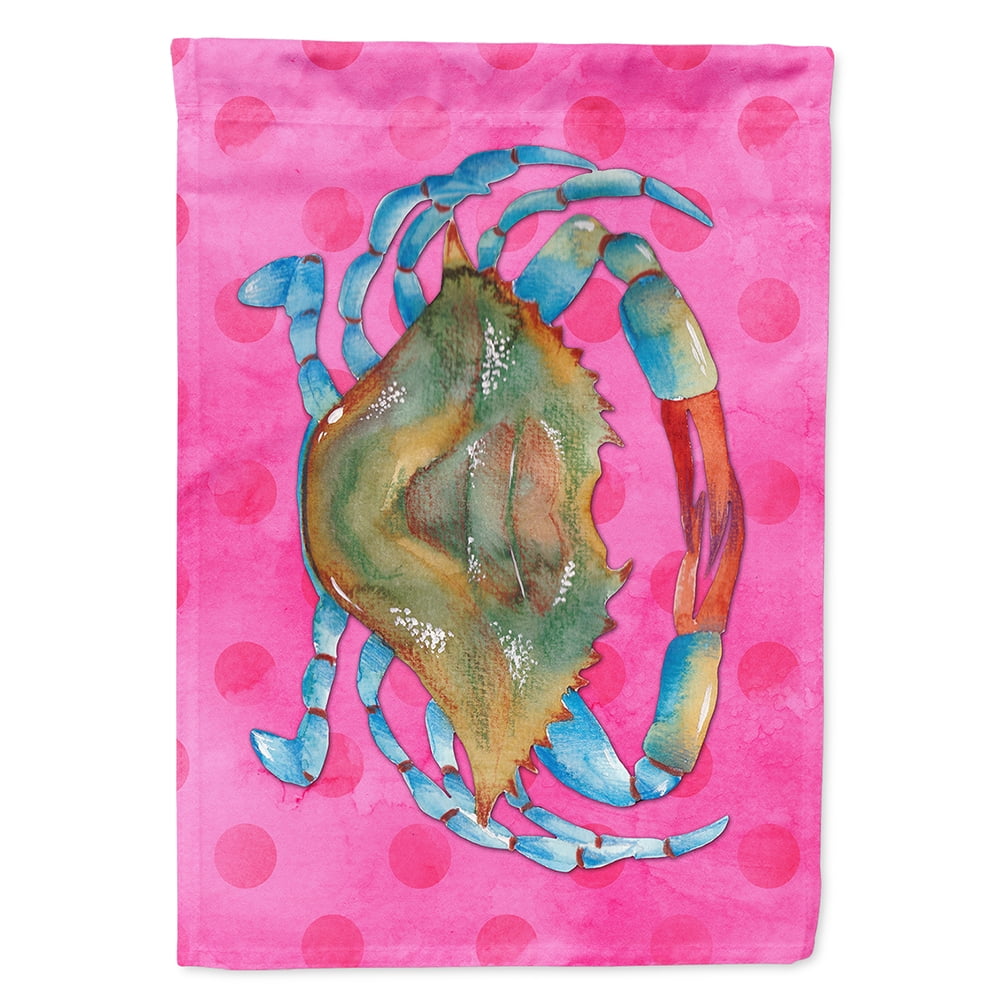 Blue Crab Pink Polkadot Flag Canvas - House Size