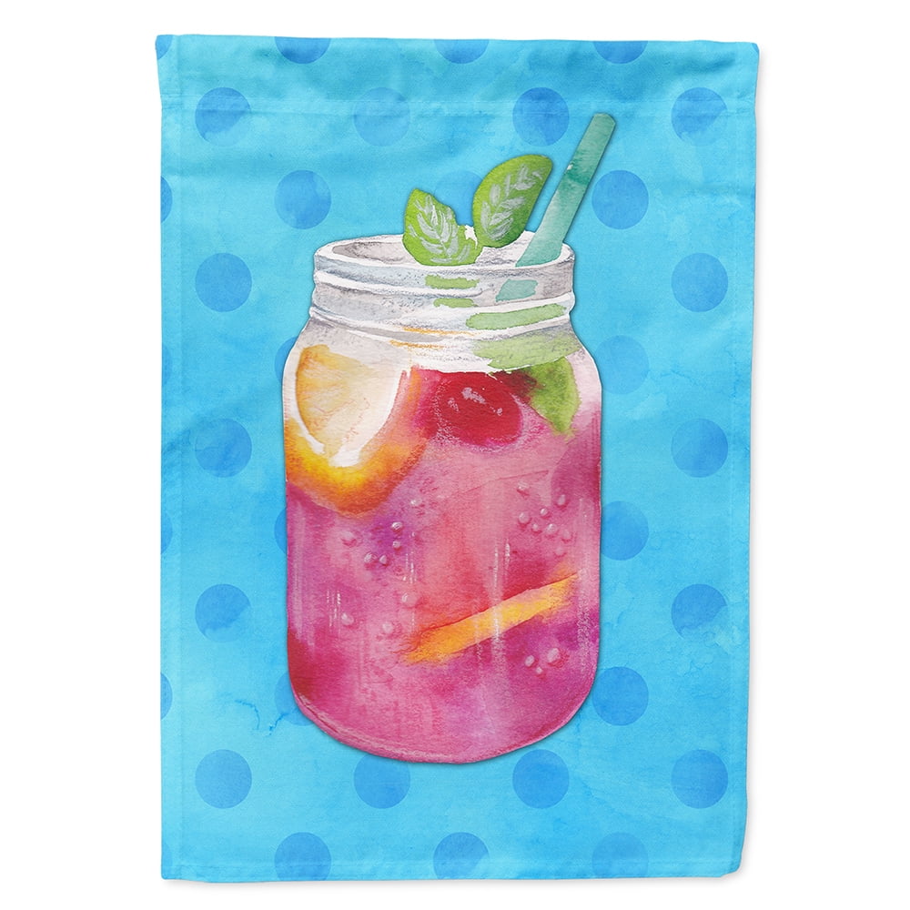 Mason Jar Cocktail Blue Polkadot Flag Canvas - House Size