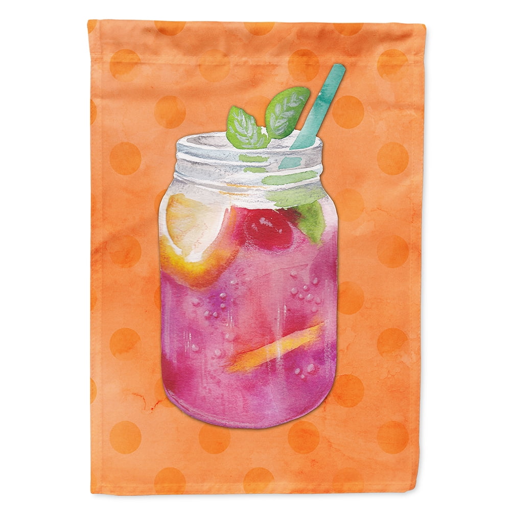 Mason Jar Cocktail Orange Polkadot Flag Canvas - House Size