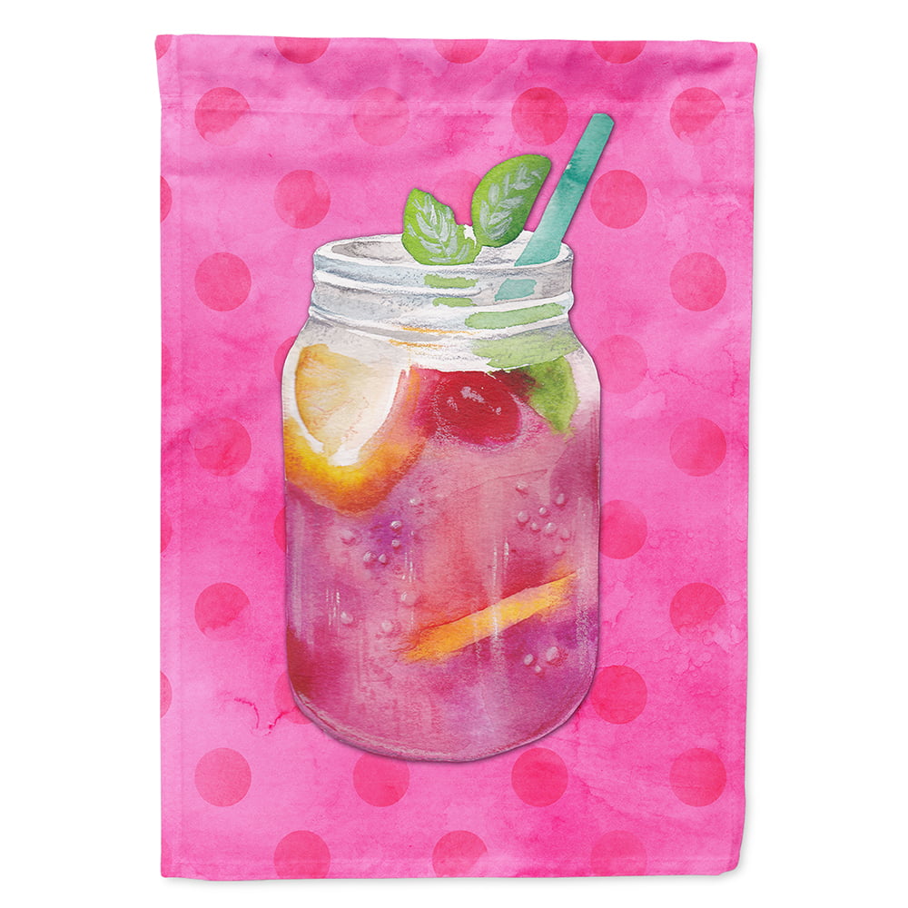Mason Jar Cocktail Pink Polkadot Flag Canvas - House Size