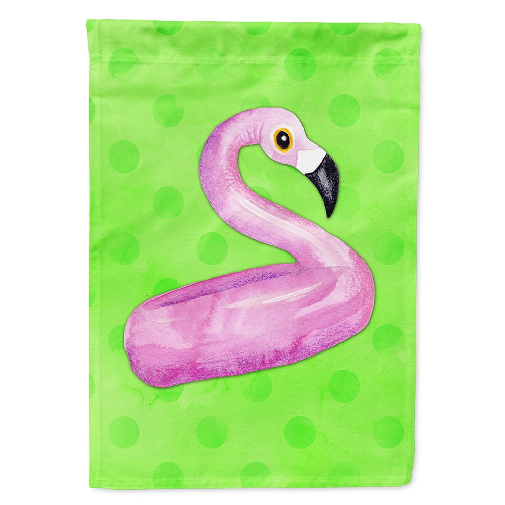 Flamingo Floaty Green Polkadot Flag Canvas - House Size