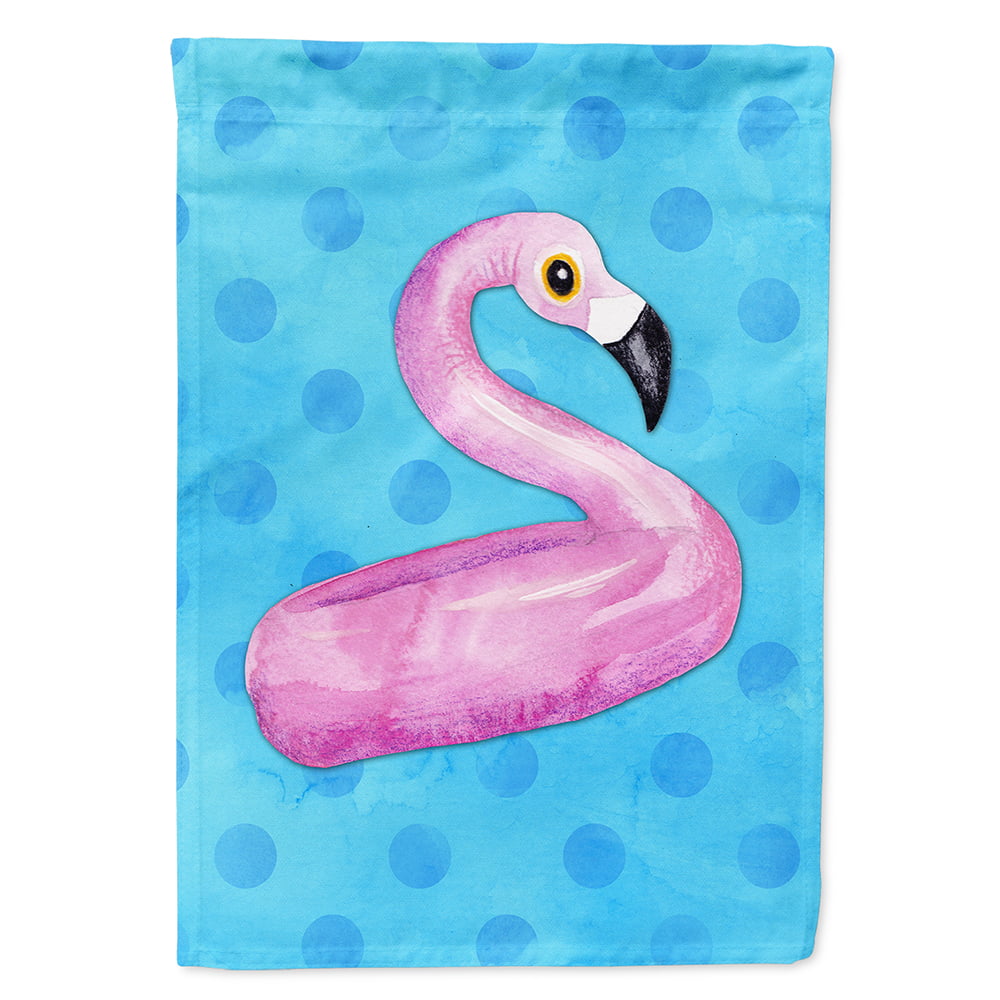 Flamingo Floaty Blue Polkadot Flag Canvas - House Size
