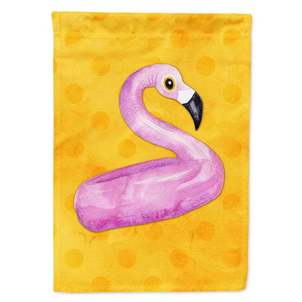 Flamingo Floaty Yellow Polkadot Flag Canvas - House Size