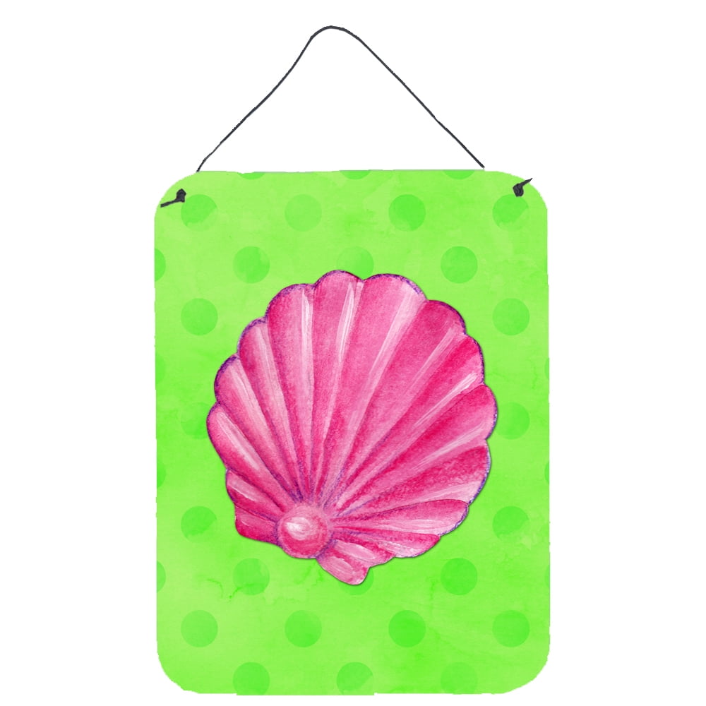 Picture of Carolines Treasures BB8240DS1216 Pink Sea Shell Green Polkadot Wall or Door Hanging Prints, 12 x 16 in.