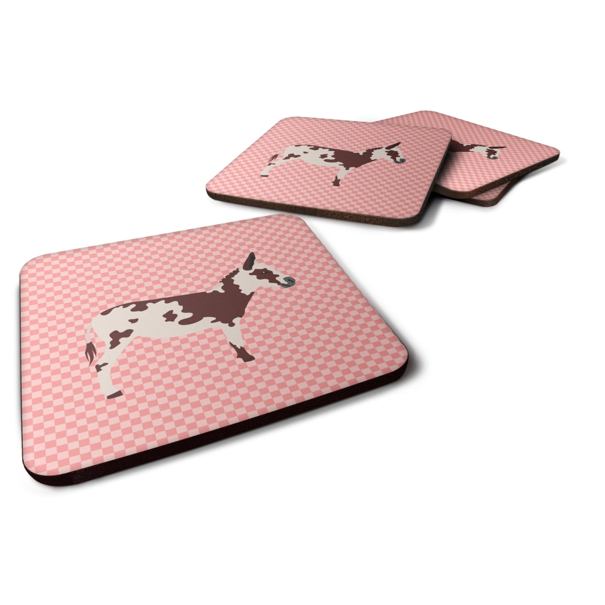 American Spotted Donkey Pink Check Foam Coaster - Pink
