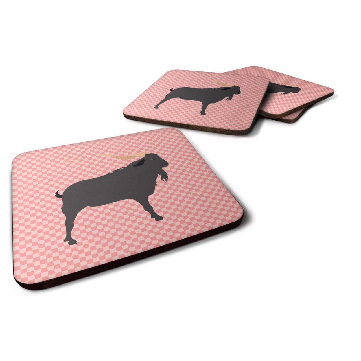 BB7882FC Verata Goat Pink Check Foam Coaster, Set of 4