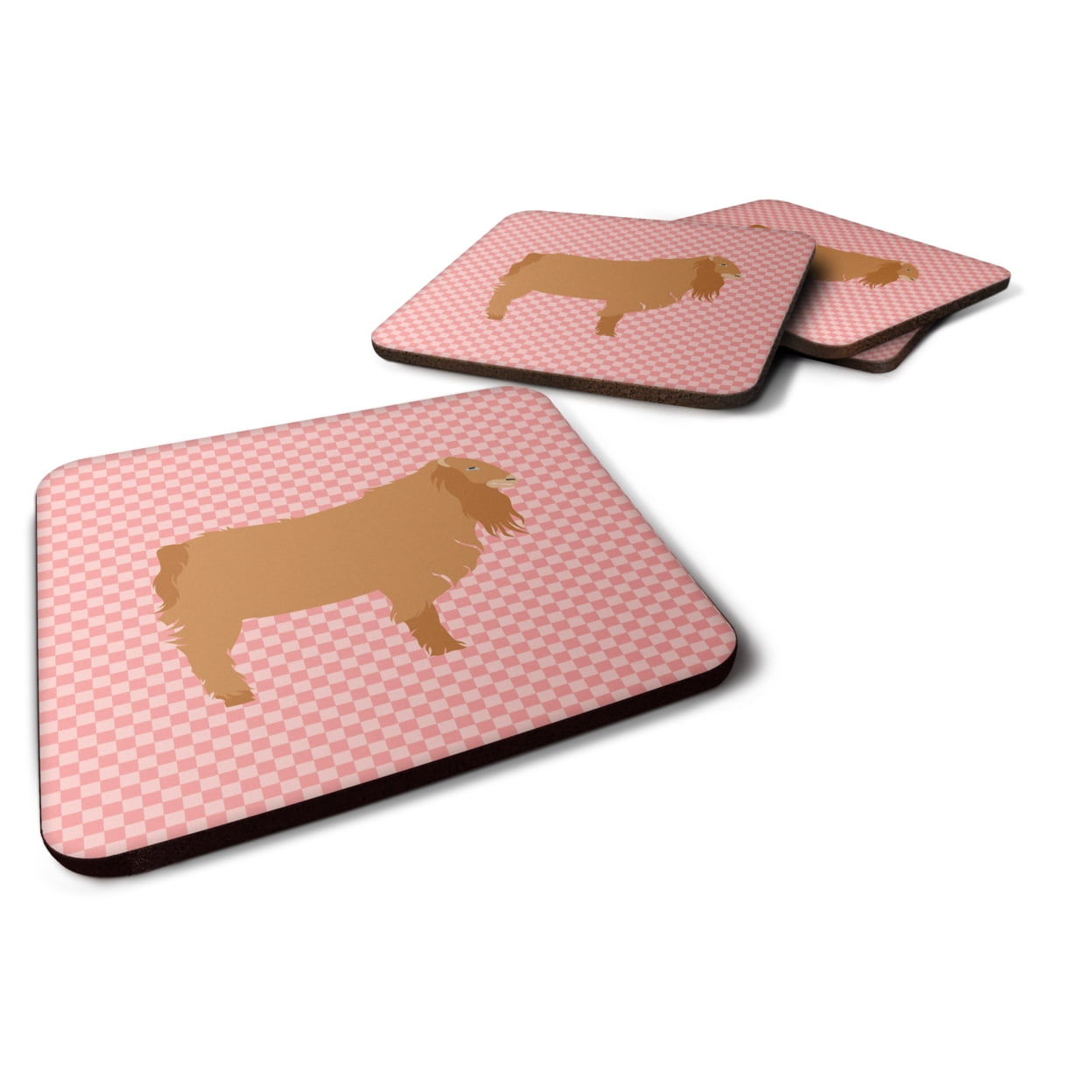 American Lamancha Goat Pink Check Foam Coaster - Pink