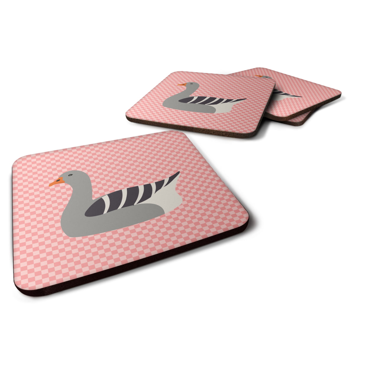 Pilgrim Goose Pink Check Foam Coaster - Pink