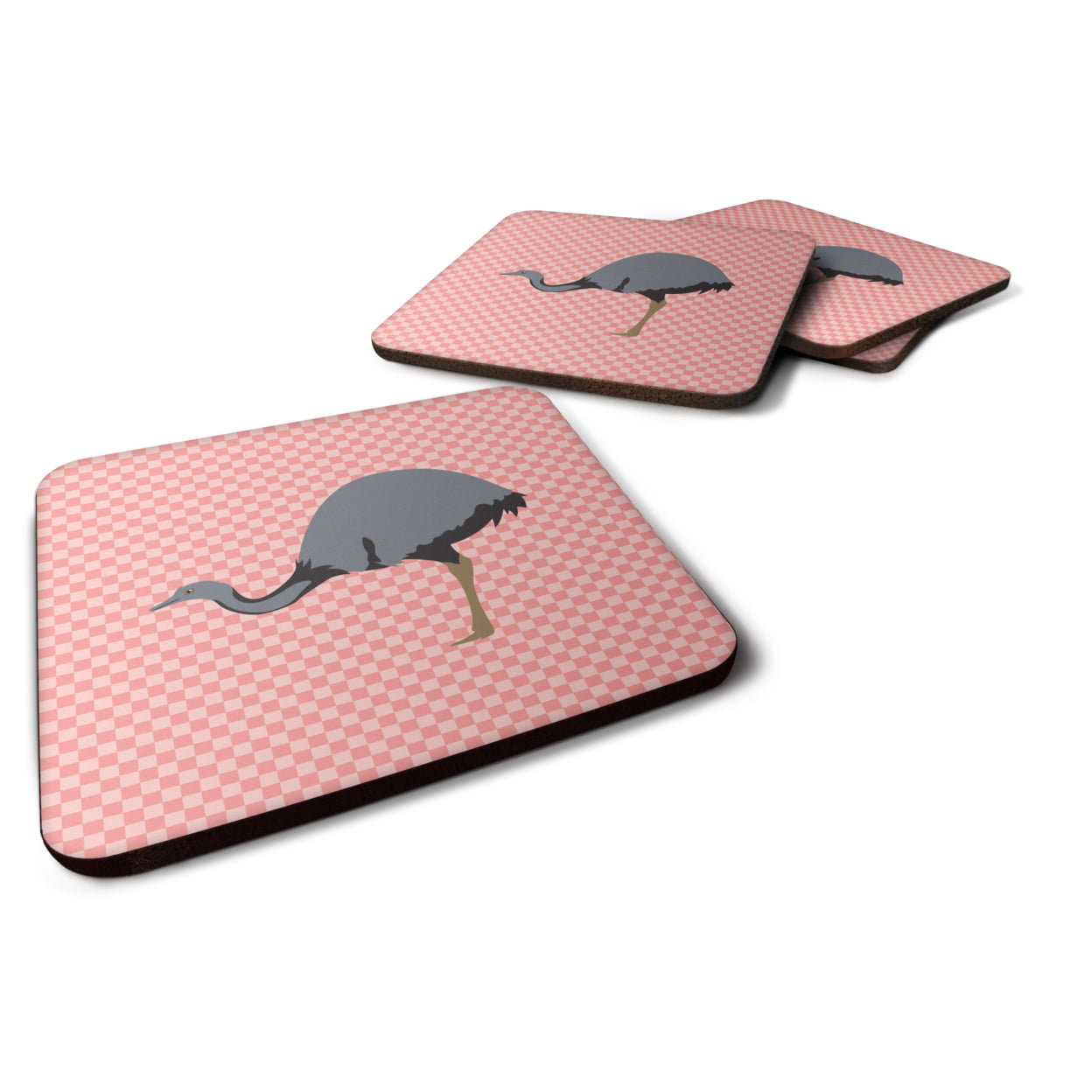 Rhea Pink Check Foam Coaster, Set of 4